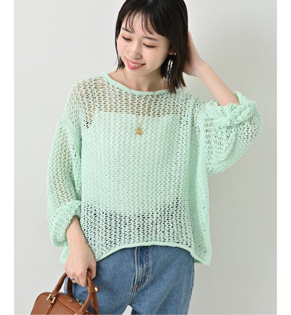 SLOBE IENA「LOGAN/ローガン SLOBE別注 メッシュプルオーバー LG-25SS09」|ニット・セーター|グリーン B