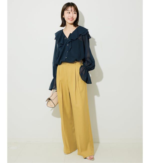 SLOBE IENA「PEツイルワイド2タックスラックス」|スラックス|