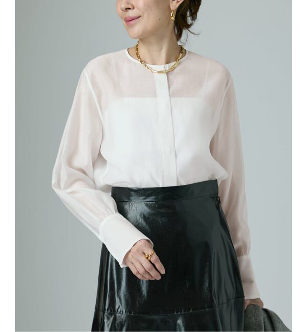 VERMEIL par iena「《追加4》シアーブラウス」|シャツ・ブラウス|ネイビー