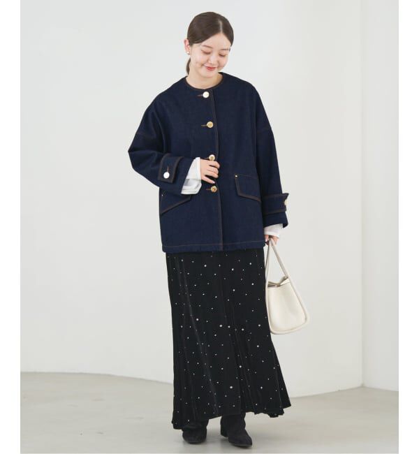 IENA「MACKINTOSH/マッキントッシュ 別注 HUMBIE DENIM JACKET ノーカラーコート」|ノーカラーコート|