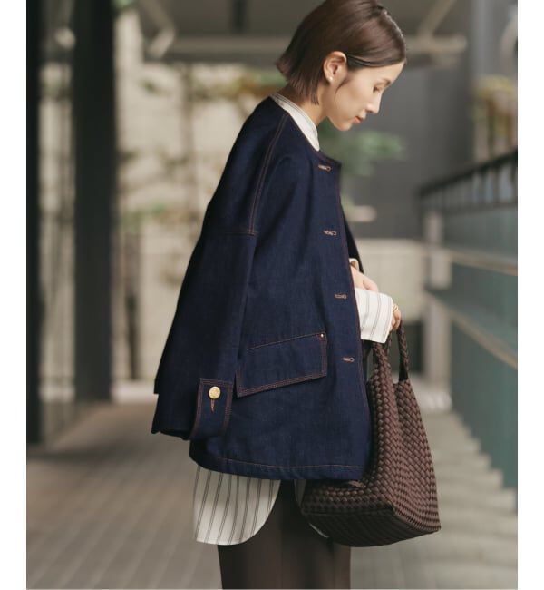 IENA「MACKINTOSH/マッキントッシュ 別注 HUMBIE DENIM JACKET ノーカラーコート」|ノーカラーコート|