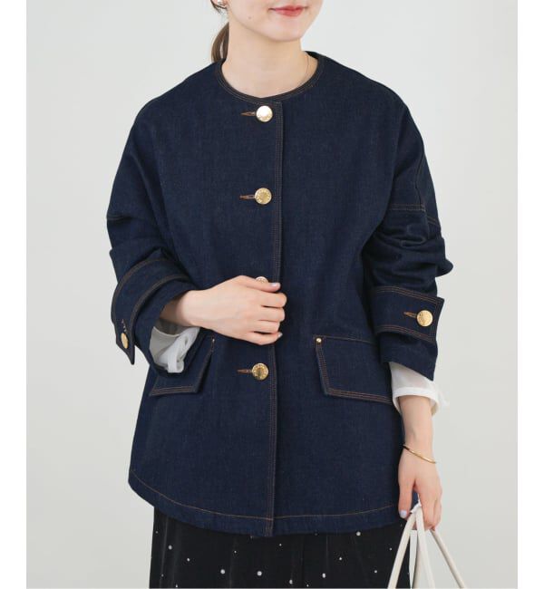 IENA「MACKINTOSH/マッキントッシュ 別注 HUMBIE DENIM JACKET ノーカラーコート」|ノーカラーコート|