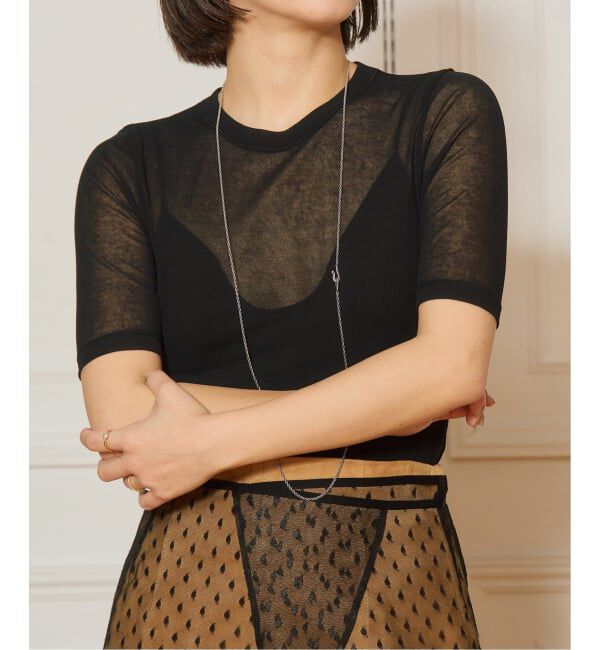 IENA LA BOUCLE「《追加3》IENA LA BOUCLE 水撚りガスフライス半袖プルオーバー」|Tシャツ・カットソー|