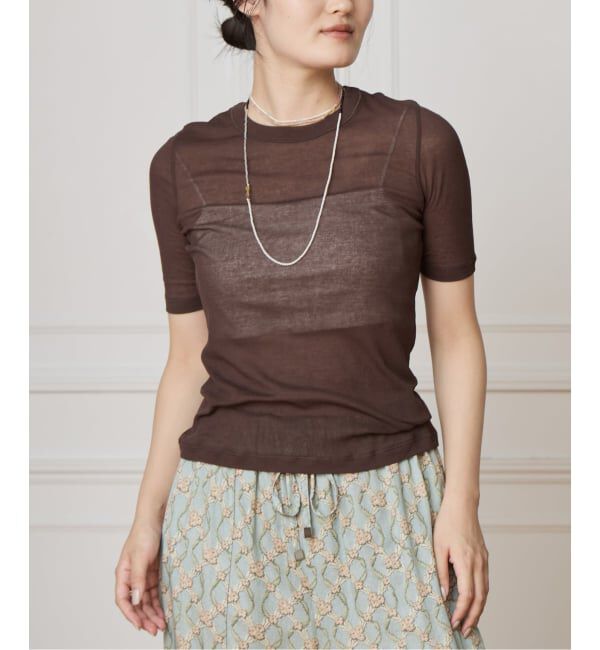 IENA LA BOUCLE「《追加3》IENA LA BOUCLE 水撚りガスフライス半袖プルオーバー」|Tシャツ・カットソー|