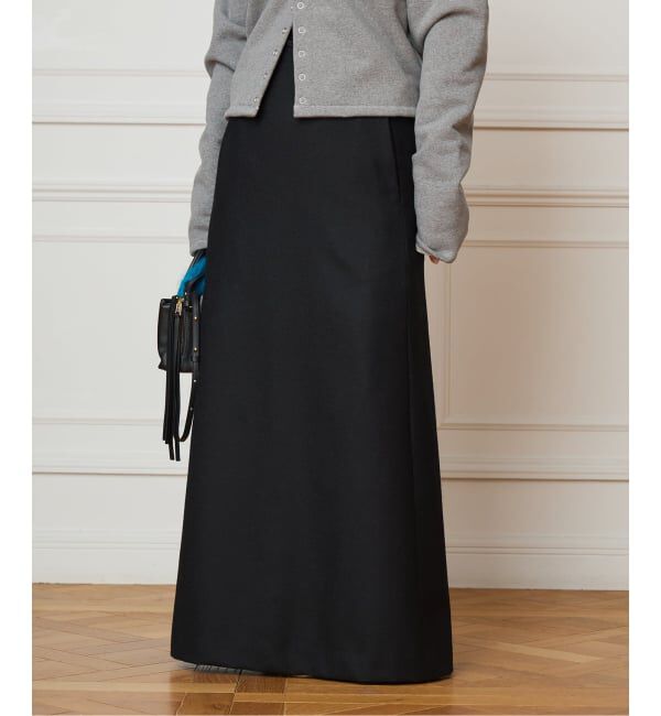 IENA LA BOUCLE「IENA LA BOUCLE ウールサキソニーIラインスカート」|スカート|ブラック