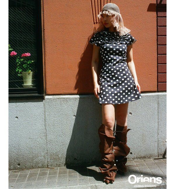 Oriens JOURNAL STANDARD「【Mika.I&times;Oriens】ドットドレス」|ワンピース|ネイビー