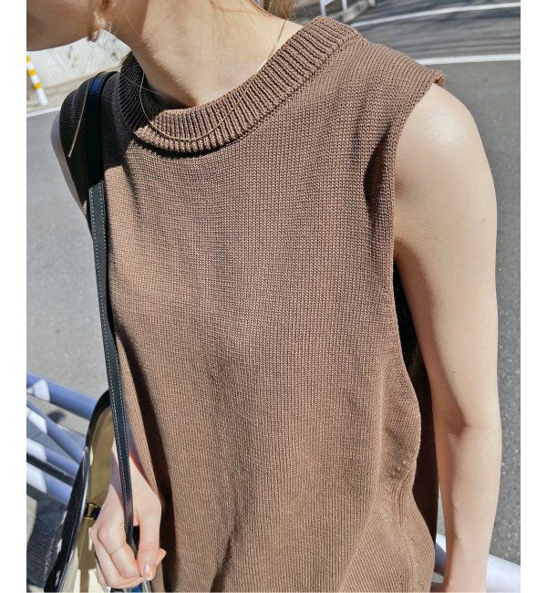 Spick and Span「コットンリネンミドルゲージノースリプルオーバー」|ニット・セーター|