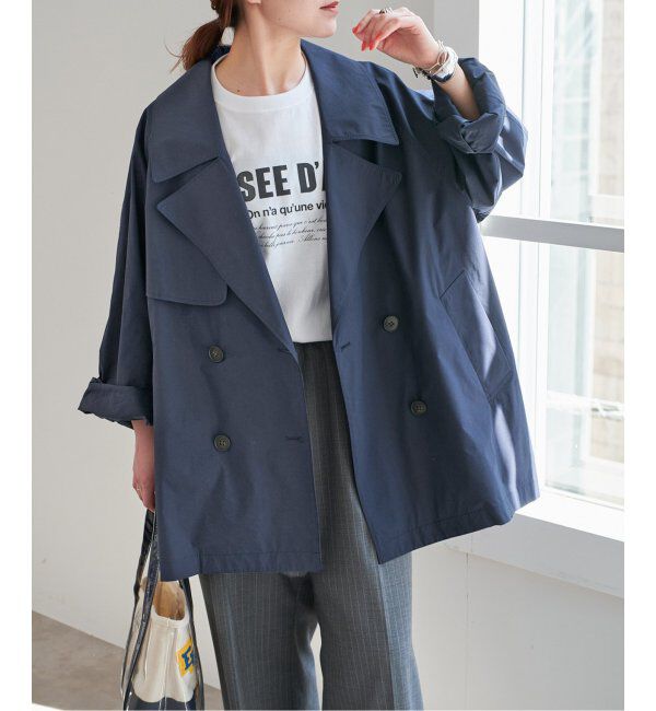 Spick and Span「C/Pミドル丈トレンチコート」|トレンチコート|ネイビー
