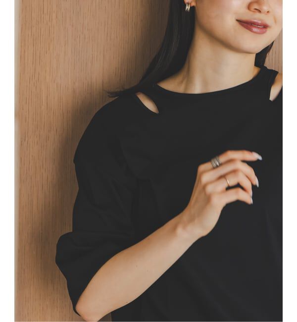 NOBLE「Room no.8/ルームエイト スムースコットンネックオープントップス」|Tシャツ・カットソー|