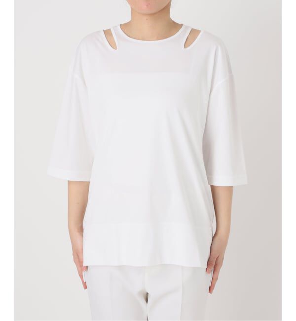 NOBLE「Room no.8/ルームエイト スムースコットンネックオープントップス」|Tシャツ・カットソー|