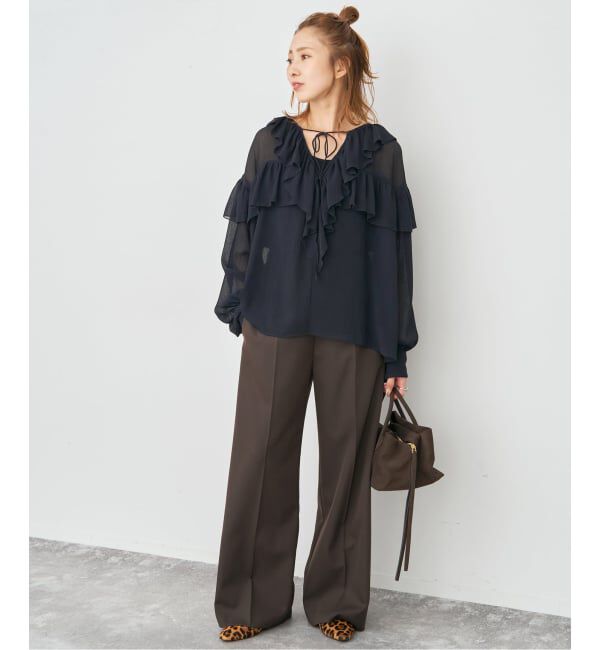 Spick and Span「フリル楊柳ブラウス」|シャツ・ブラウス|