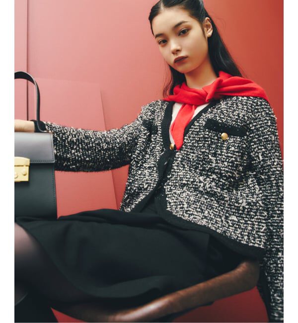  「Vネックツイードカーディガン」|カーディガン|