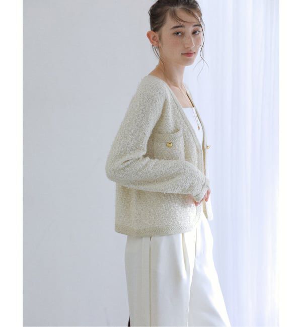  「Vネックツイードカーディガン」|カーディガン|