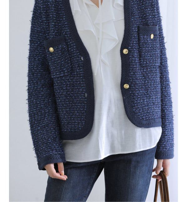 「Vネックツイードカーディガン」|カーディガン|