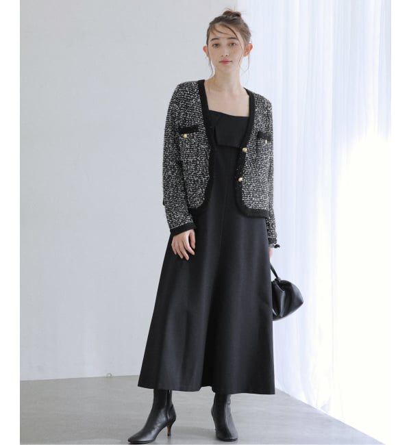  「Vネックツイードカーディガン」|カーディガン|