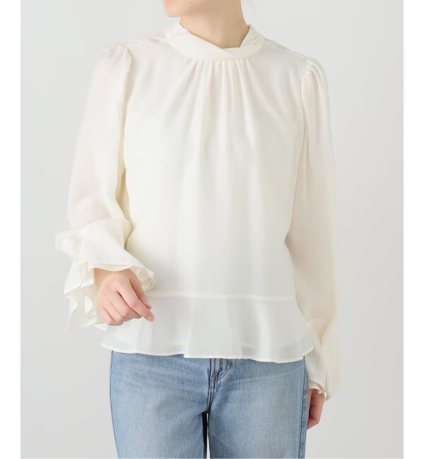  「【洗える】2WAYフリルスリーブブラウス」|シャツ・ブラウス|ホワイト