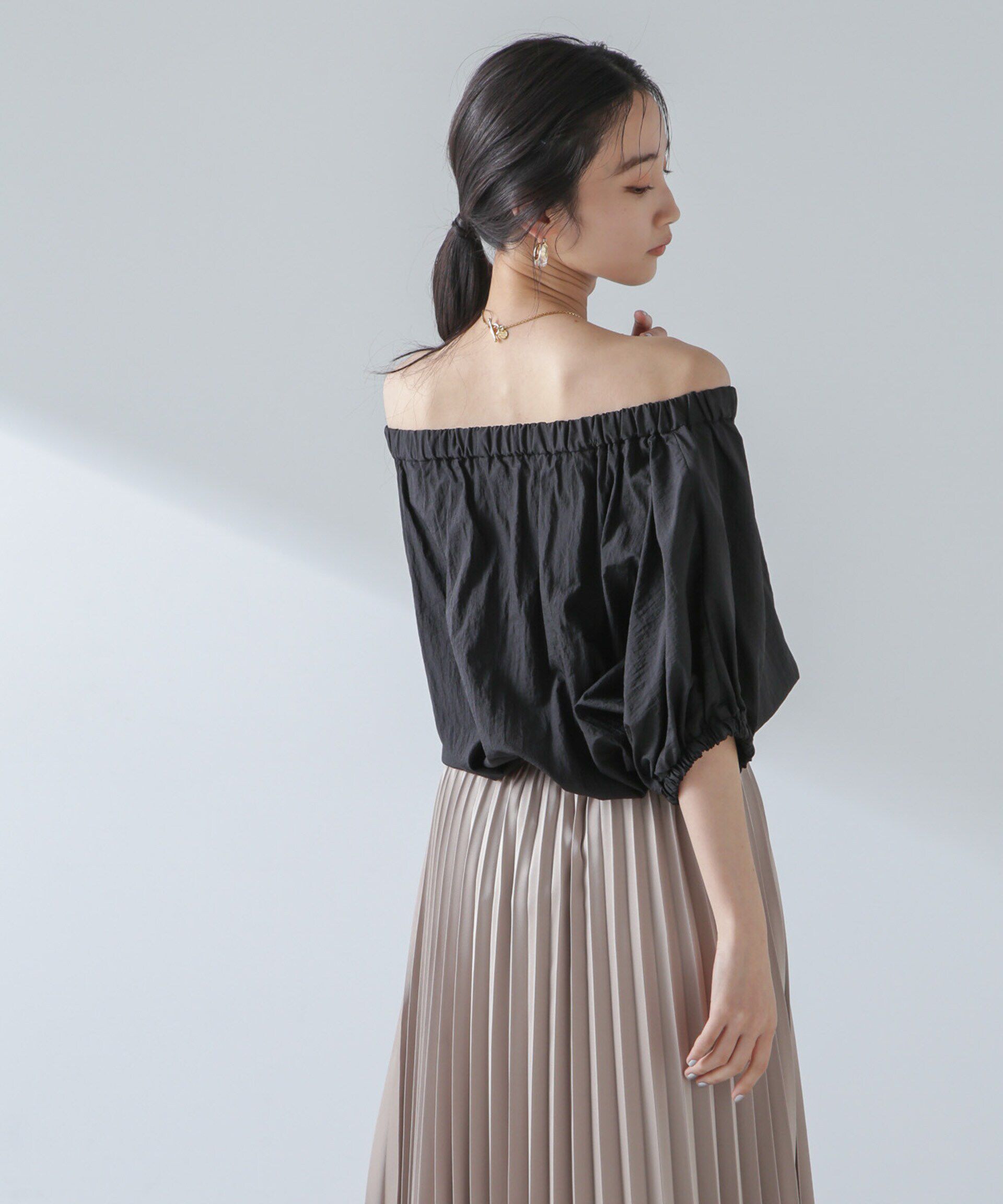 nano･universe「ナイロンタッサーオフショルダーブラウス(セットアップ可）」|シャツ・ブラウス|