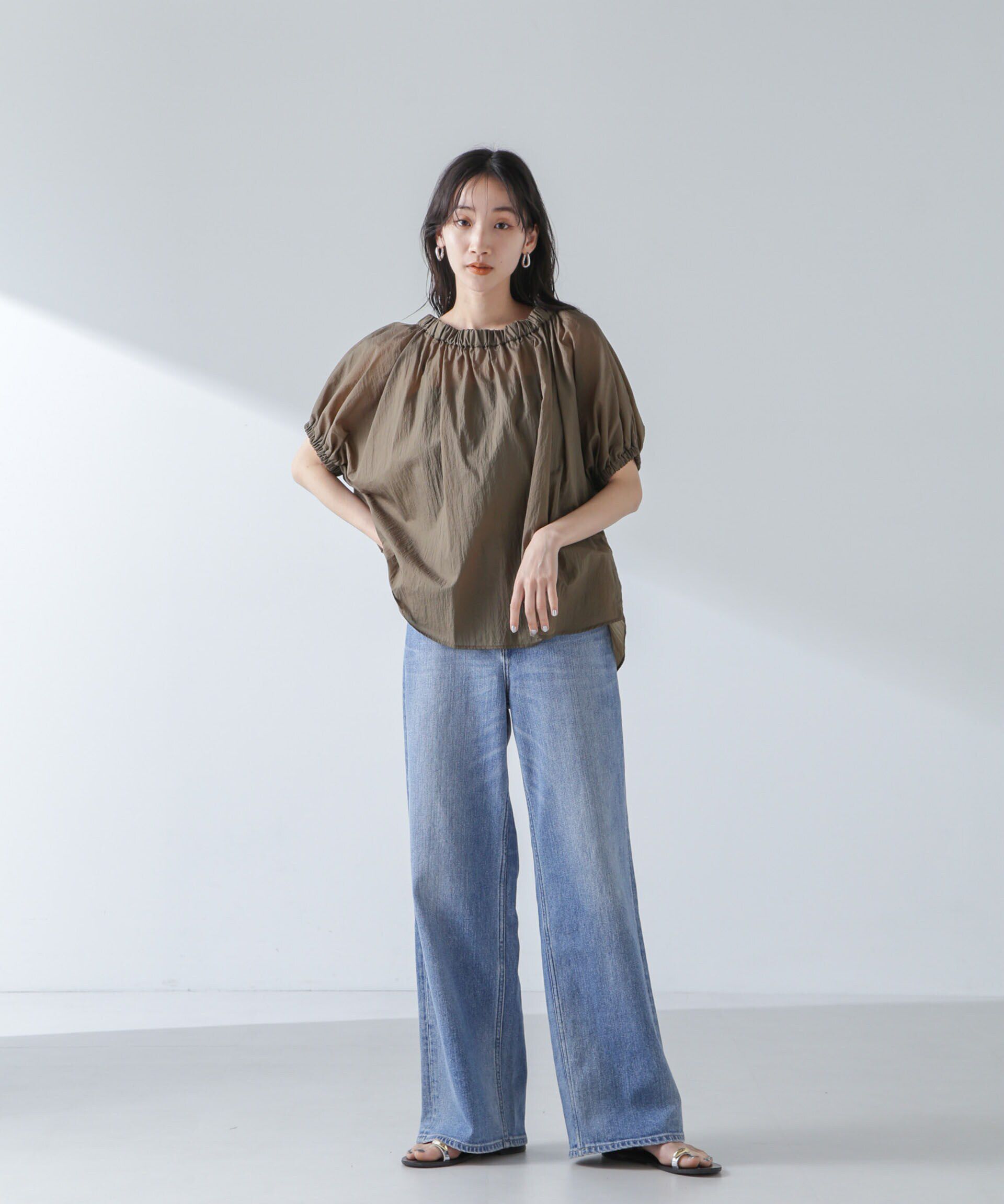 nano･universe「ナイロンタッサーオフショルダーブラウス(セットアップ可）」|シャツ・ブラウス|