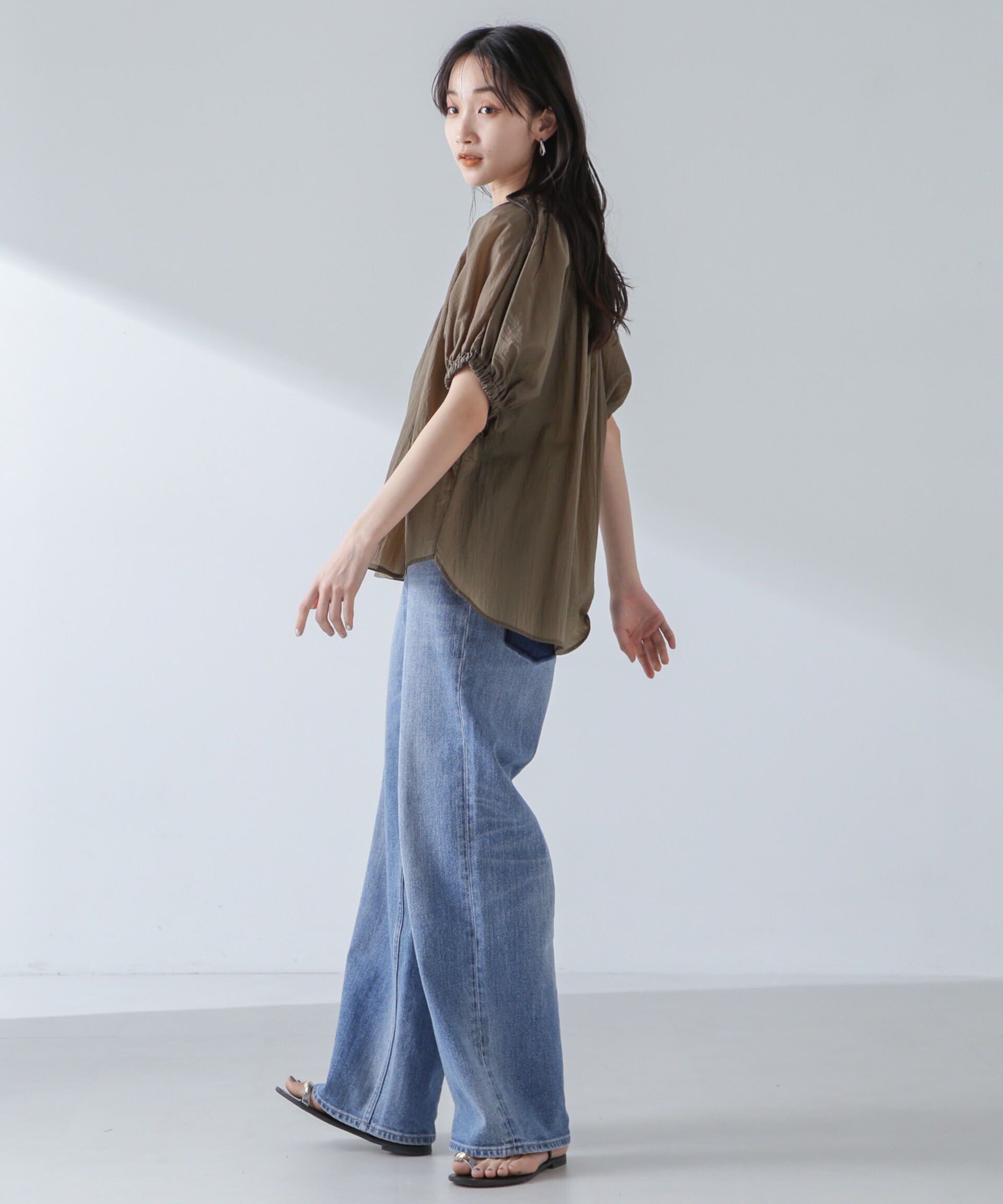 nano･universe「ナイロンタッサーオフショルダーブラウス(セットアップ可）」|シャツ・ブラウス|