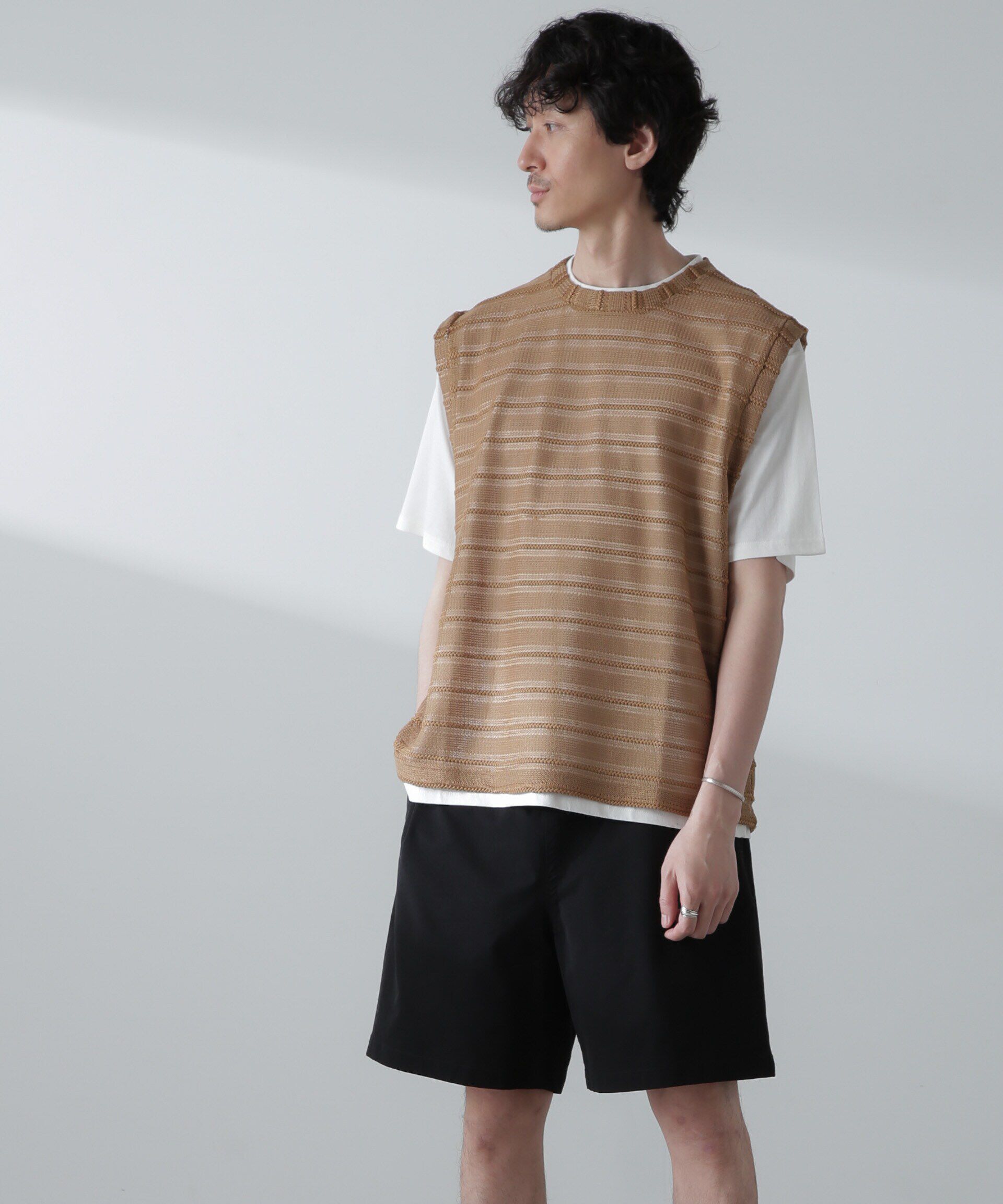 nano･universe「かぎ針アンサンブルTシャツ」|Tシャツ・カットソー|ベージュ