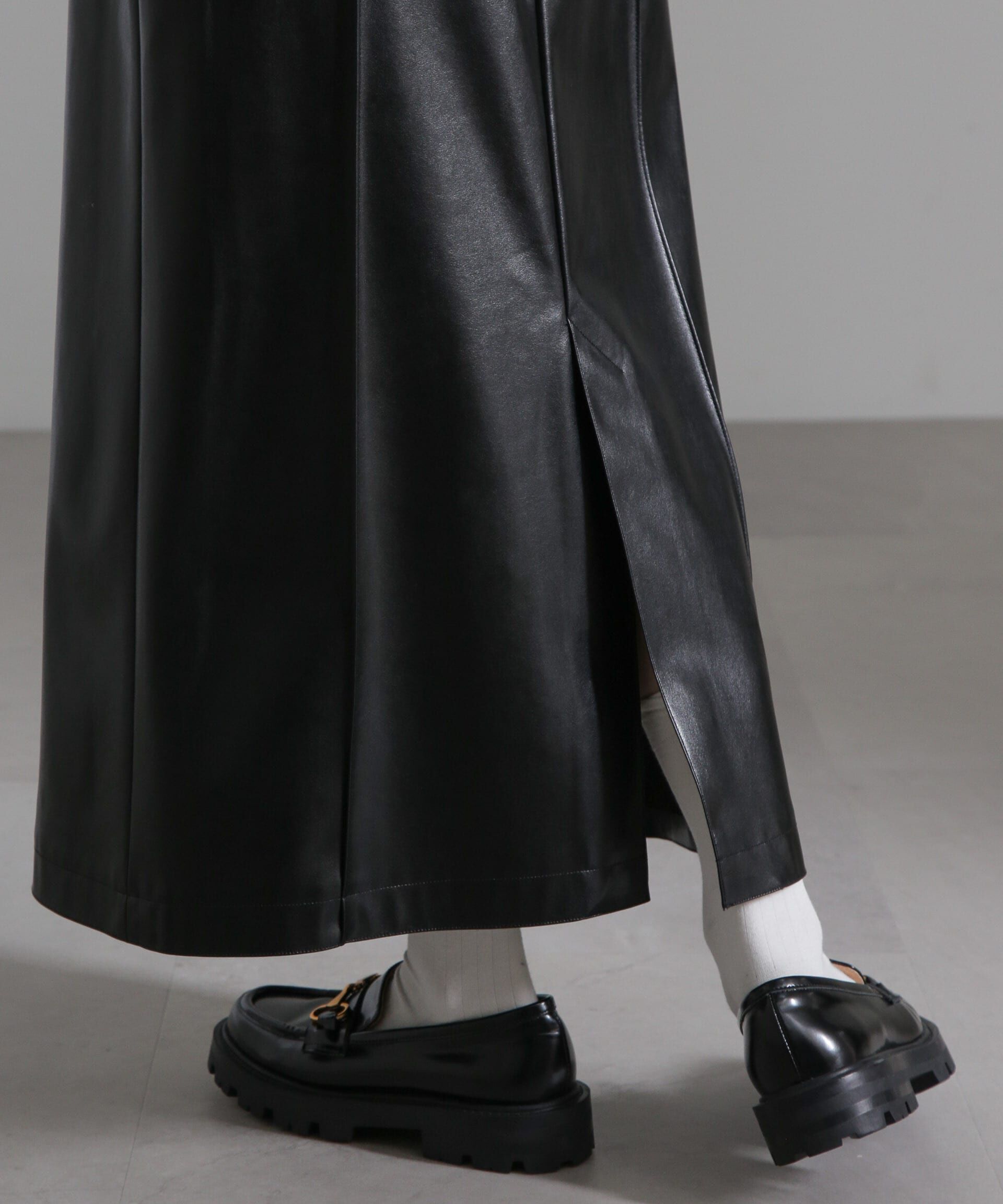 nano･universe「フェイクレザーピンタックスカート(セットアップ可)」|スカート|