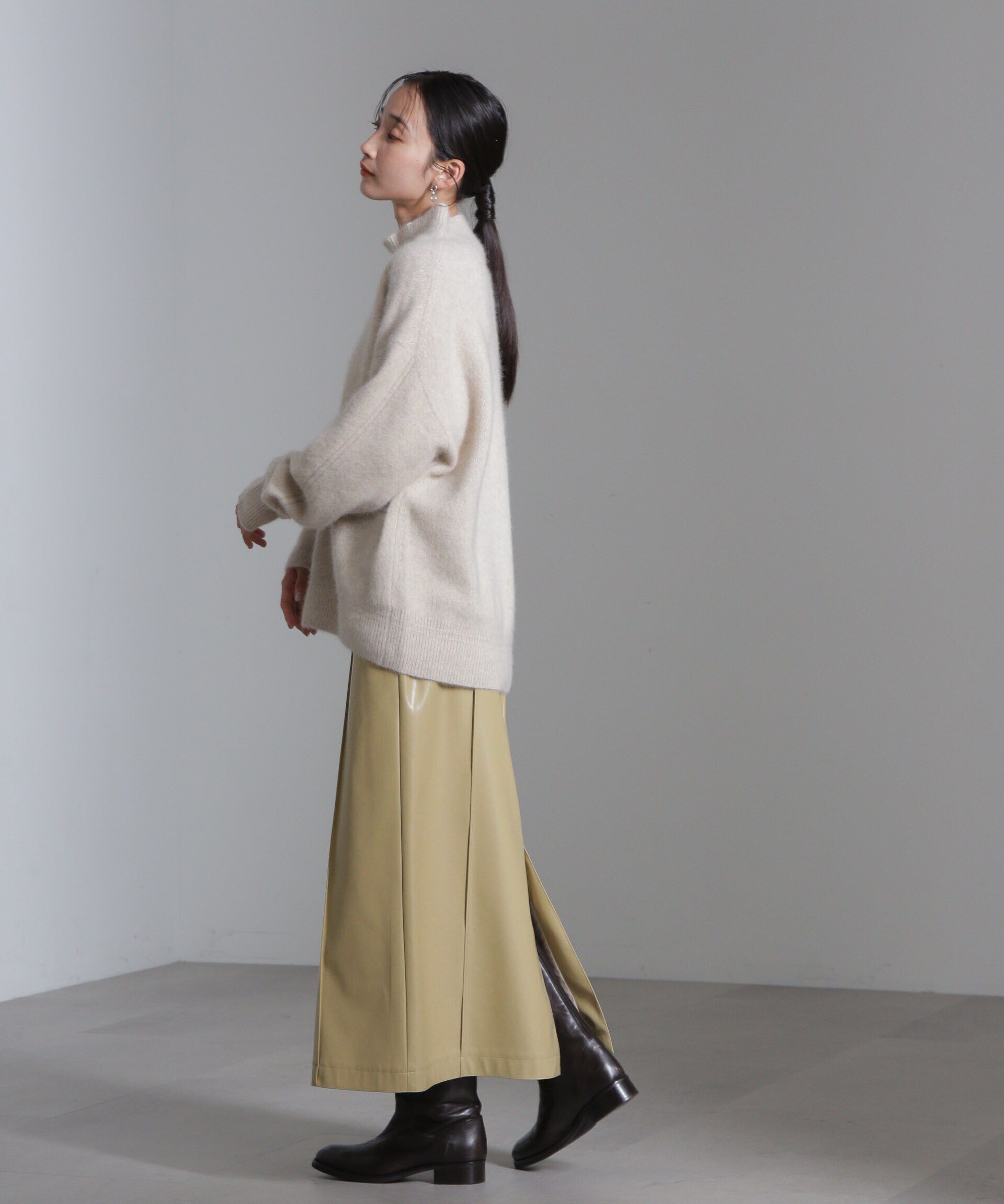 nano･universe「フェイクレザーピンタックスカート(セットアップ可)」|スカート|