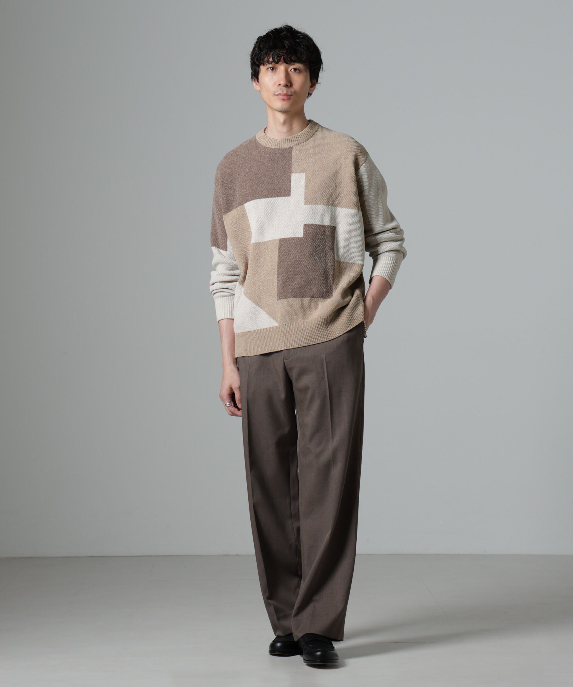 nano･universe「モールヤーンカラーブロッキングクルーネックニット」|ニット・セーター|