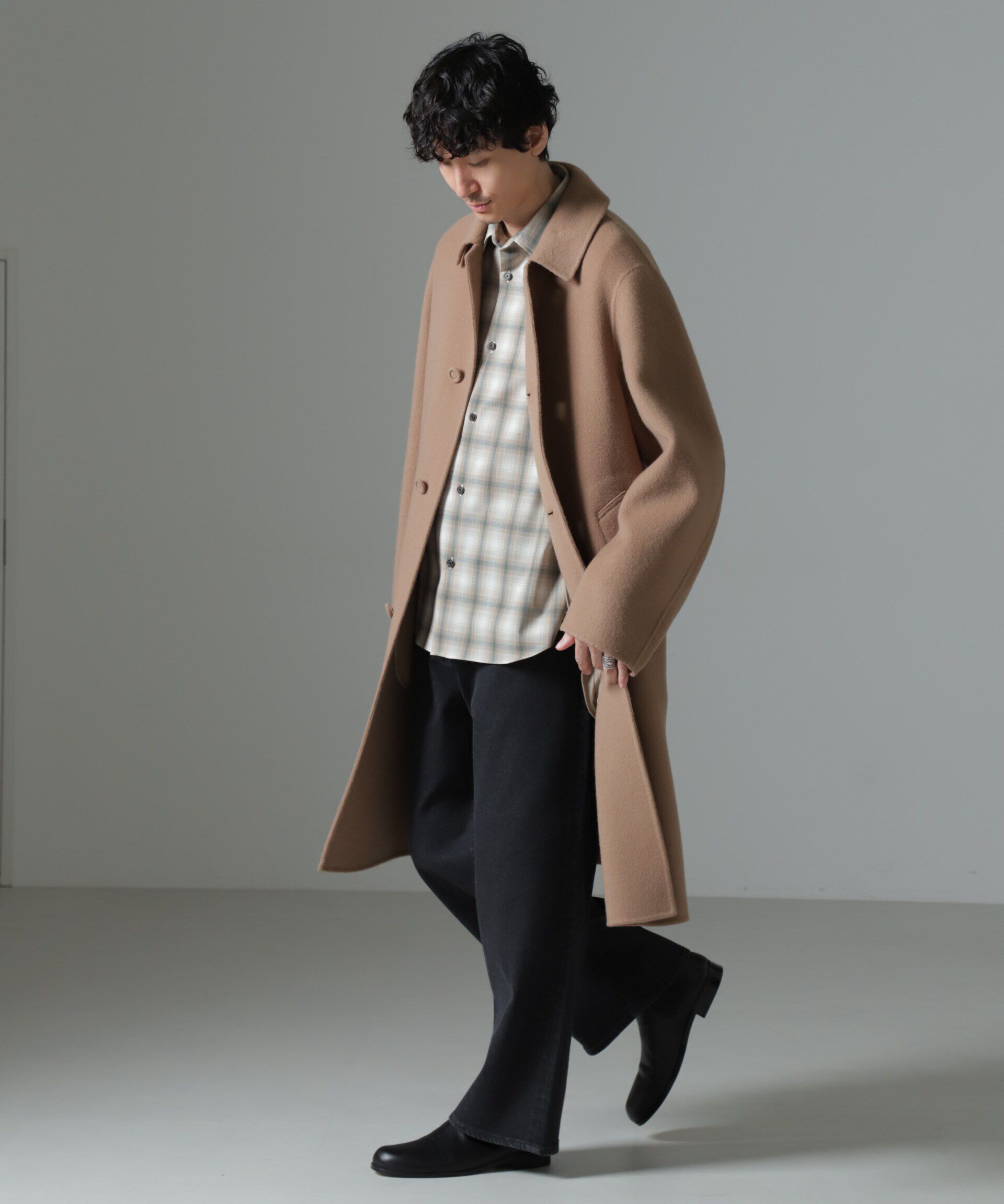 nano･universe「ダブルフェイスウールリバーバルカラーコート」|その他|