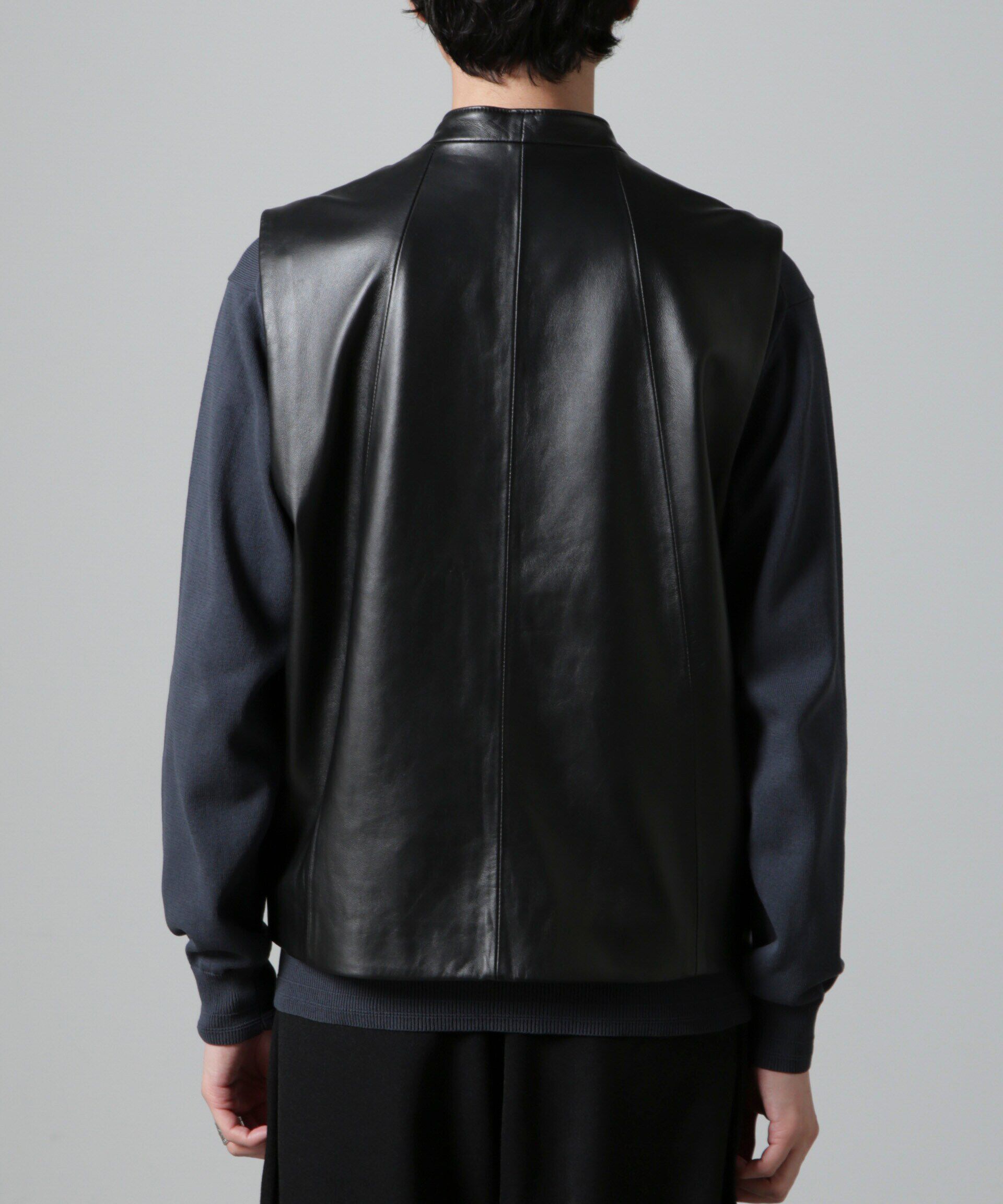 nano･universe「Lamb nappa ジップレザージレ」|ダウンベスト・ベスト|