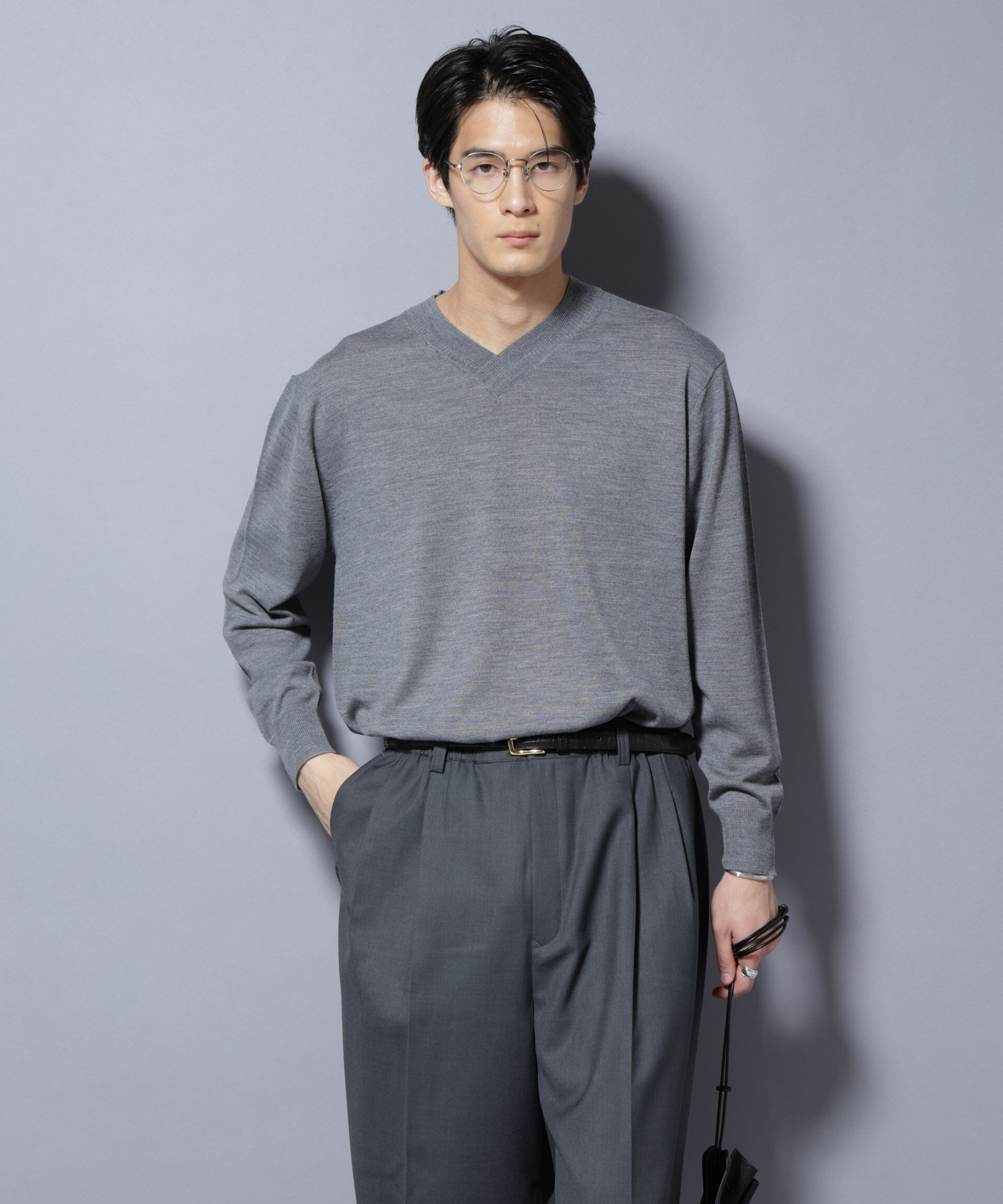 nano･universe「「毛玉レスニット」ファインゲージVネック」|ニット・セーター|