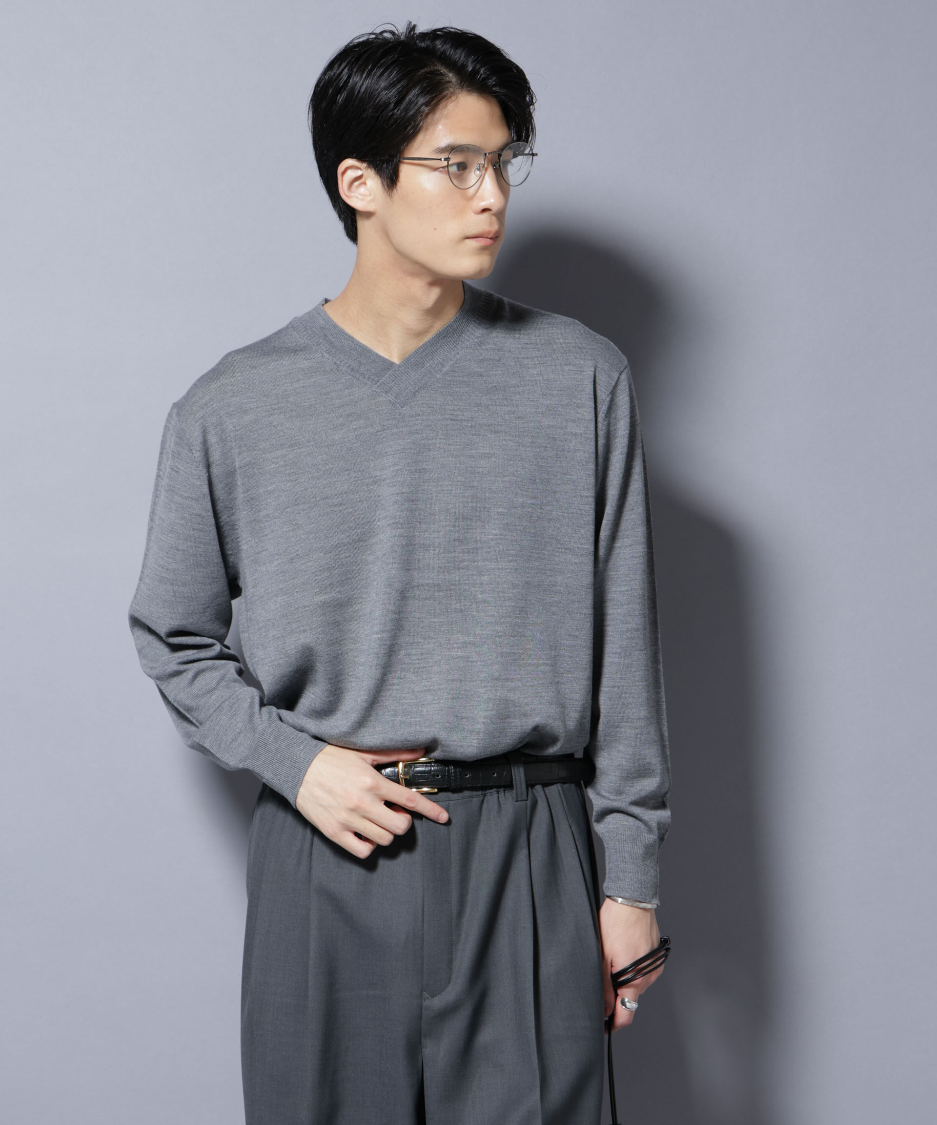 nano･universe「「毛玉レスニット」ファインゲージVネック」|ニット・セーター|