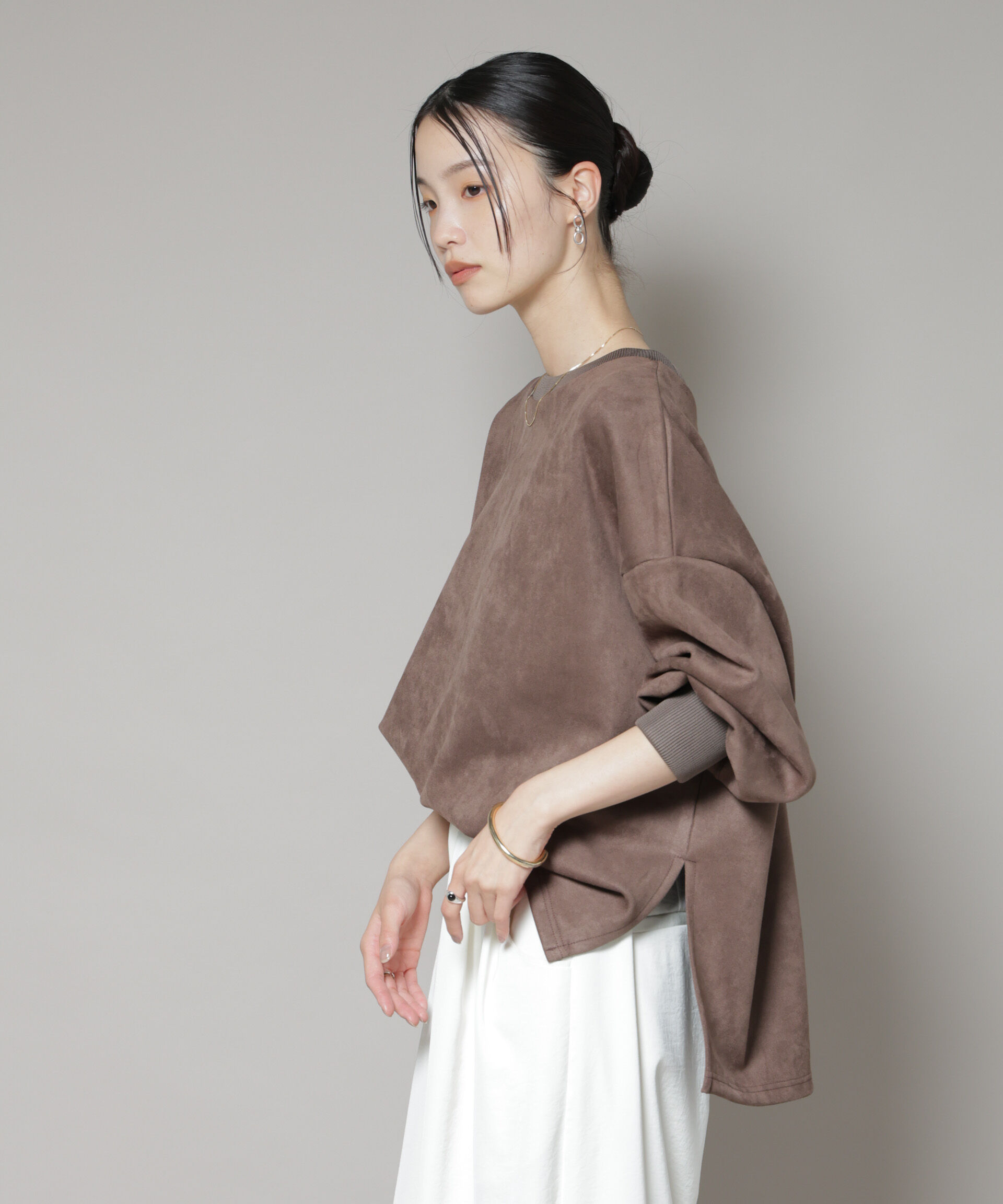 nano･universe「カットスエードサイドスリットワイドプルオーバー(セットアップ可)」|Tシャツ・カットソー|