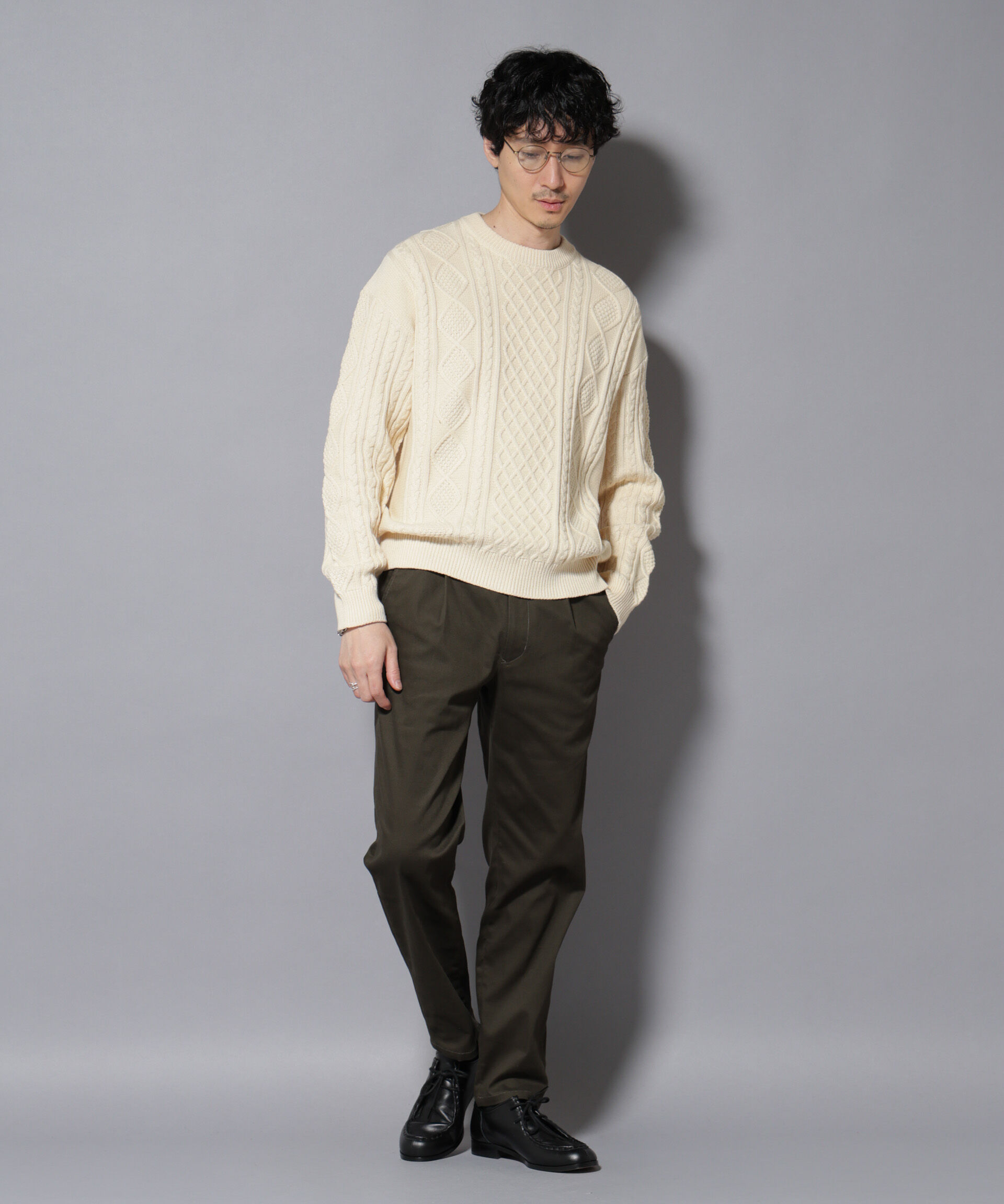 nano･universe「コットンMIXバルキーケーブルニット」|ニット・セーター|