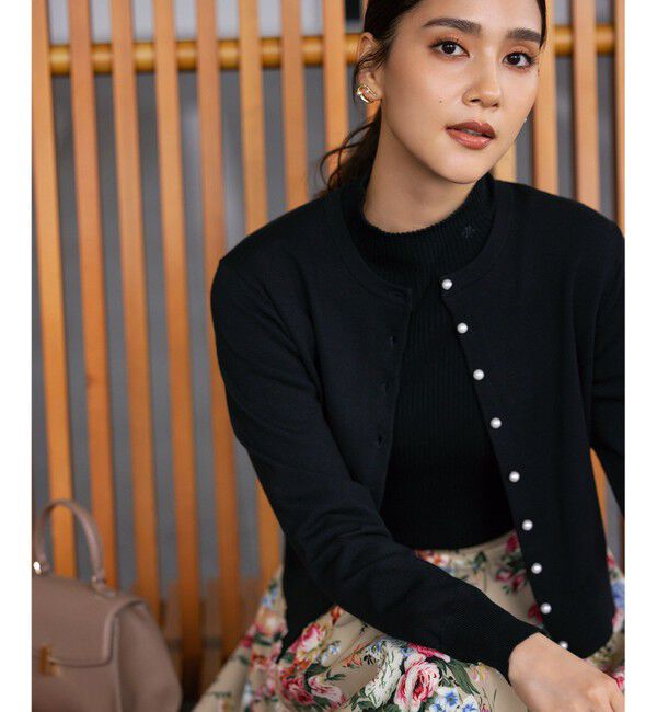 組曲「【洗える・6色展開】Elenaベーシックニット カーディガン」|カーディガン|ブラック系