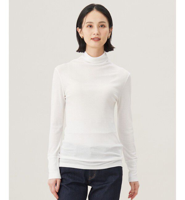 自由区「【洗える】ベアテレコボトルネック カットソー」|Tシャツ・カットソー|オフ