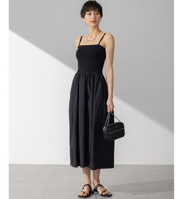 23区「【洗える】ブライトナイロンワッシャー ニットコンビワンピース」|ワンピース|