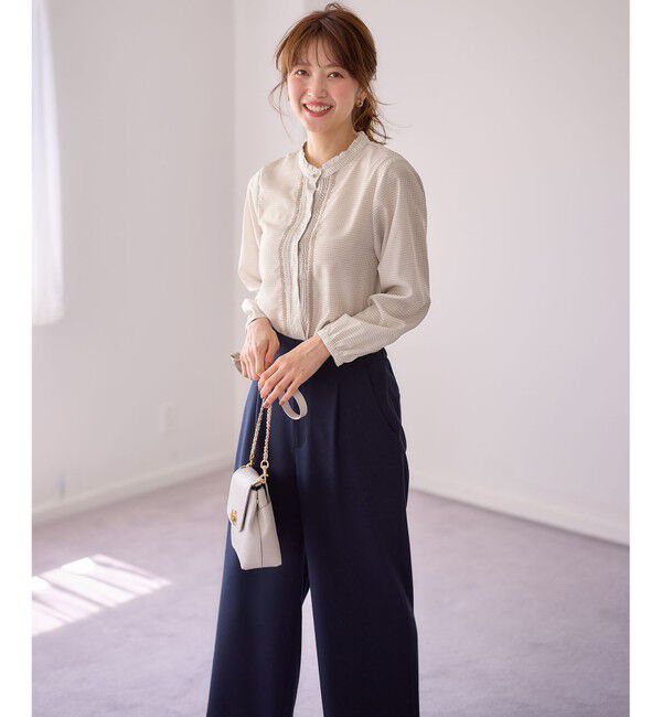 ANY SIS「【洗える】フリルスタンドピンタック ブラウス」|シャツ・ブラウス|