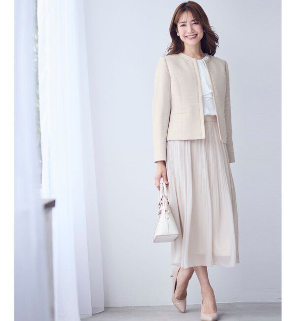 ANY SIS「リップルボーダーストレッチ ジャケット」|ノーカラージャケット|