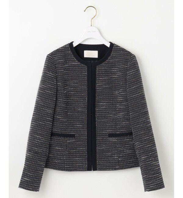 ANY SIS「リップルボーダーストレッチ ジャケット」|ノーカラージャケット|ﾈｲﾋﾞｰｼ