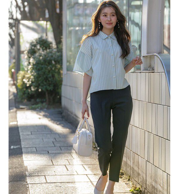 ANY SIS「【ストレッチ・接触冷感・撥水・UVカット・洗える】エアリーストレッチ テーパードパンツ」|その他|ネイビー