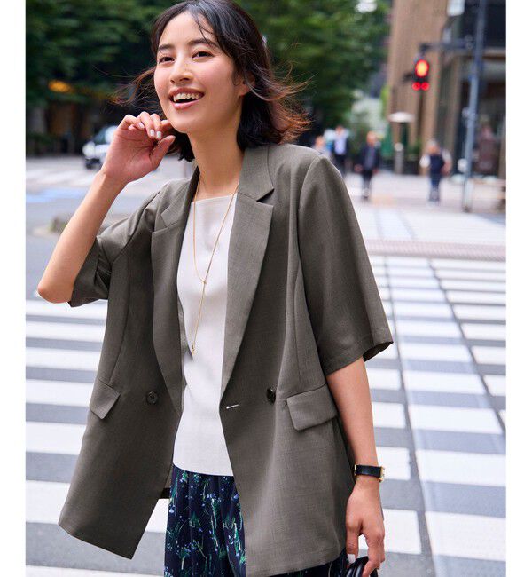 ANY SIS「【接触冷感・速乾・UVカット・洗える】スイートクール ジャケット」|テーラードジャケット|モカ