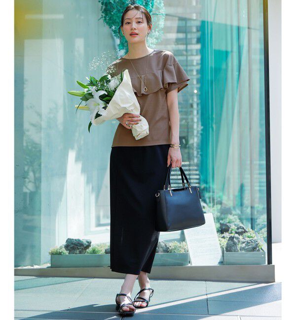 ANY SIS「【前後着用・UVケア・洗える】2WAYジョーゼットジャージーフリル カットソー」|Tシャツ・カットソー|