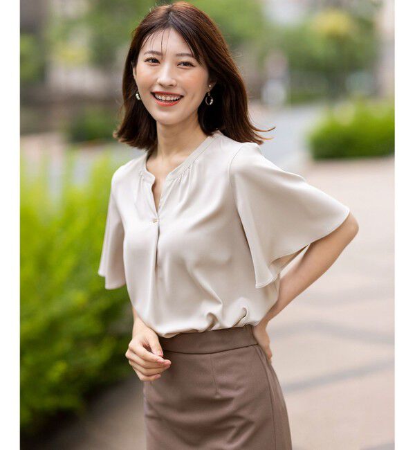 any SiS「【接触冷感・吸水速乾・UVカット】サラキレイ スキッパー ブラウス」|シャツ・ブラウス|