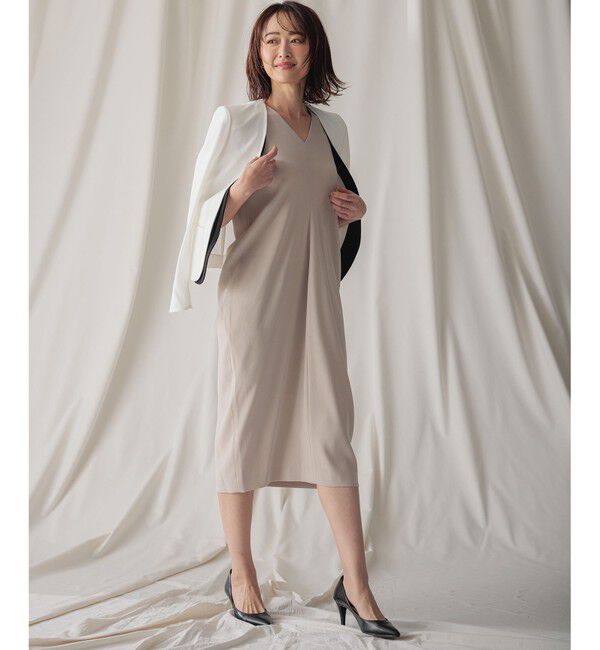 BEIGE,「【L-size】CINDY / Vネックドレス」|ワンピース|
