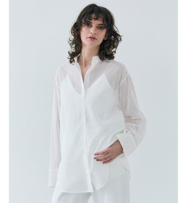 BEIGE,「【洗える】PLUMERIA / コットンシアーバックボウタイブラウス」|シャツ・ブラウス|White