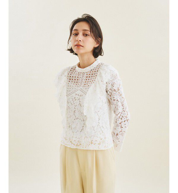  「ハイネックレースコンビトップ」|シャツ・ブラウス|