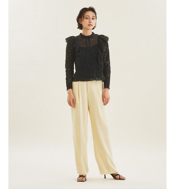  「ハイネックレースコンビトップ」|シャツ・ブラウス|