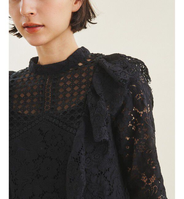  「ハイネックレースコンビトップ」|シャツ・ブラウス|