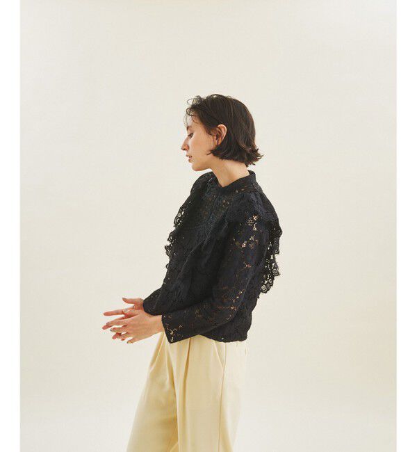  「ハイネックレースコンビトップ」|シャツ・ブラウス|