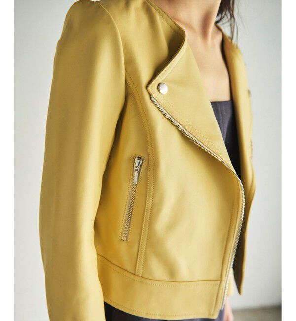 GRACE CONTINENTAL「ノーカラーレザーライダースジャケット」|ライダースジャケット|